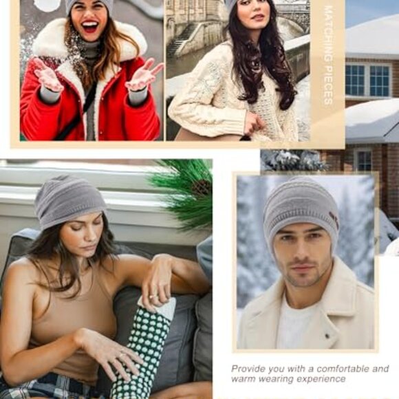 Oversized Slouchy Beanie Chunky Knit Plush Lined Winter Hat Women - Picture 8 of 8